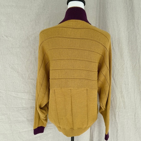 Vintage Rhyner Designs St. Andrews Golf Mustard Yellow/Purple Sweater Size M - Picture 5 of 7